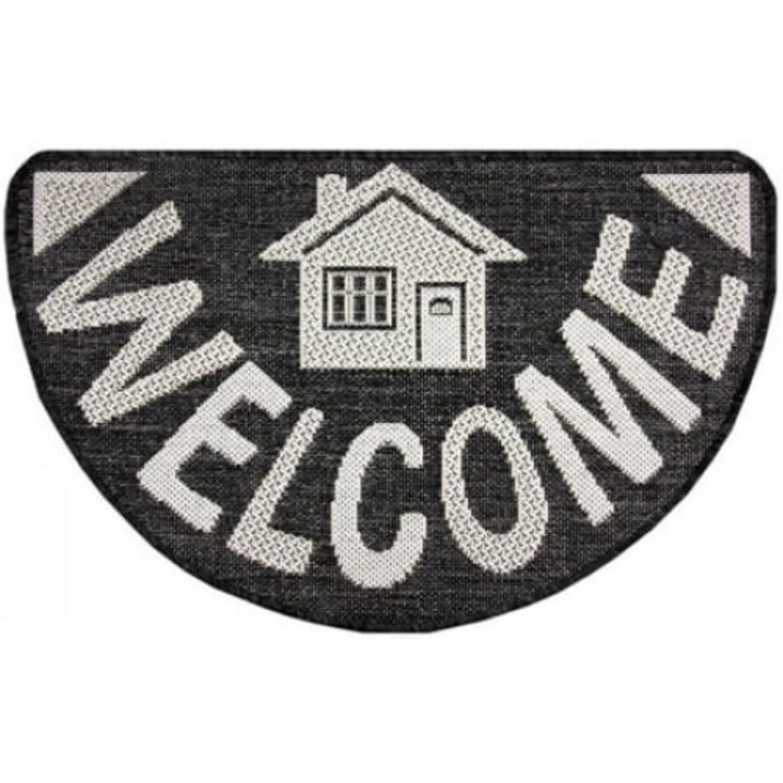 Covor Antiderapant Pentru Bucatarie, Flex 19164-80, 50x80 cm, Negru/Gri