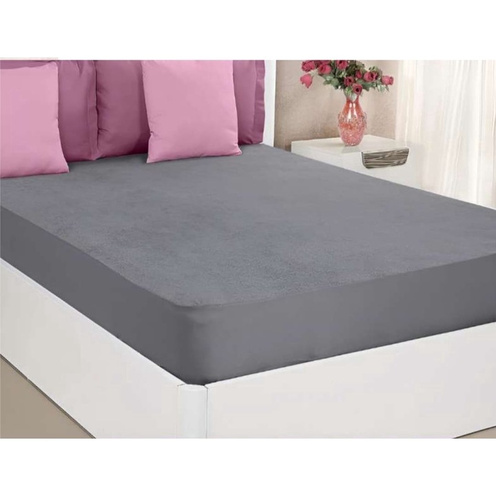 Husa cu elastic pentru saltea 160x200x25cm bumbac tricot Gri Antracit