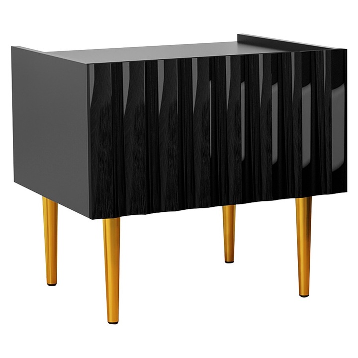 Noptiera Brimono 50, MIRJAN24, negru / negru lucios, 50x40x46 cm