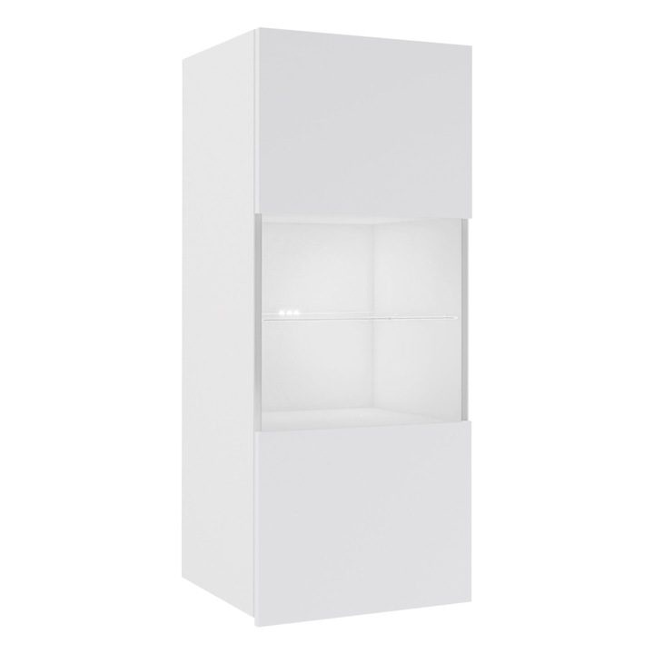 Vitrina suspendata Bralani BR05 cu LED alb, MIRJAN24, alb / alb lucios, 45x117x32 cm