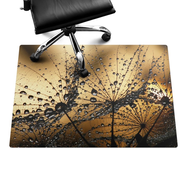 Szék szőnyeg, Wallfluent, Cseppek a pókhálón, Barna, 100x70 cm, 010250310010100006302