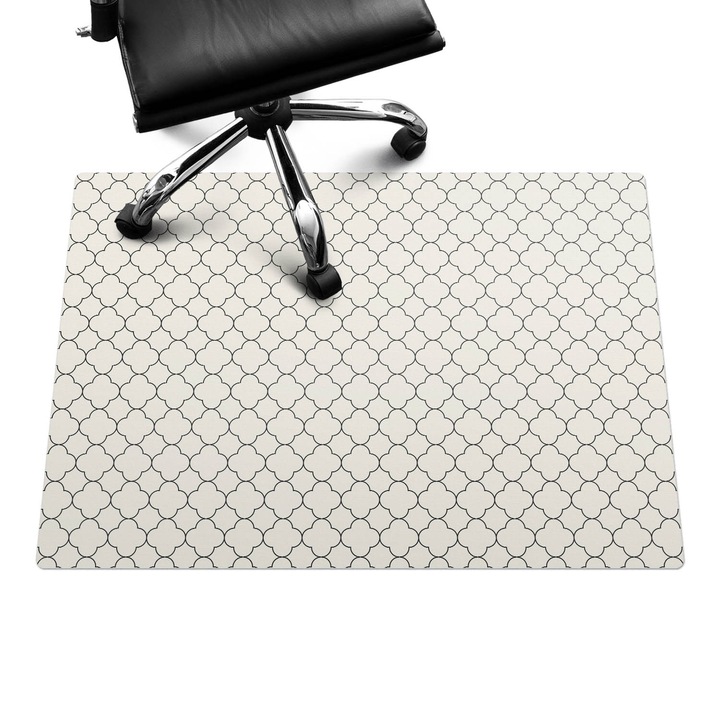 Szék alátét szőnyeg, Wallfluent, Geometriai minta, Krémszín, 100x70 cm, 010250310010100033377