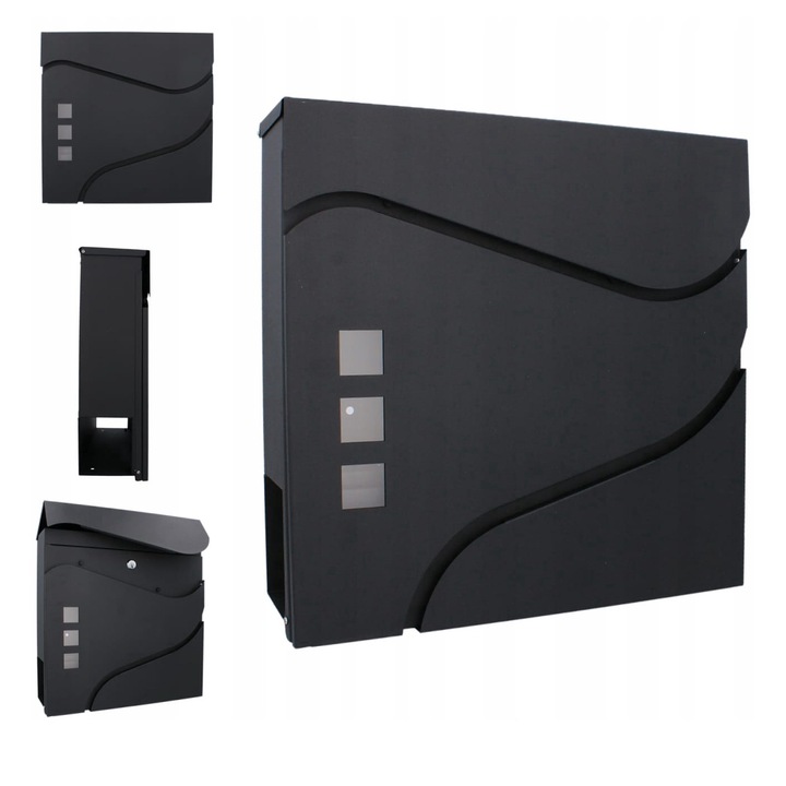 Gólya postaláda, 37x37x10, 5 cm, antracit színű, 2 kulcs