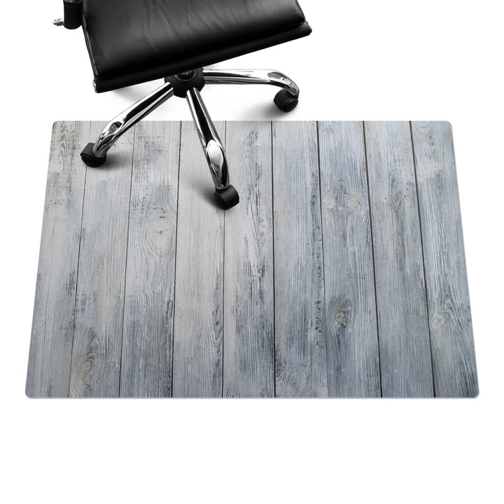 Covoras pentru protectie pardosea, Wallfluent, Scanduri in stil rustic, Gri, 100x70 cm, 010250310010100057129