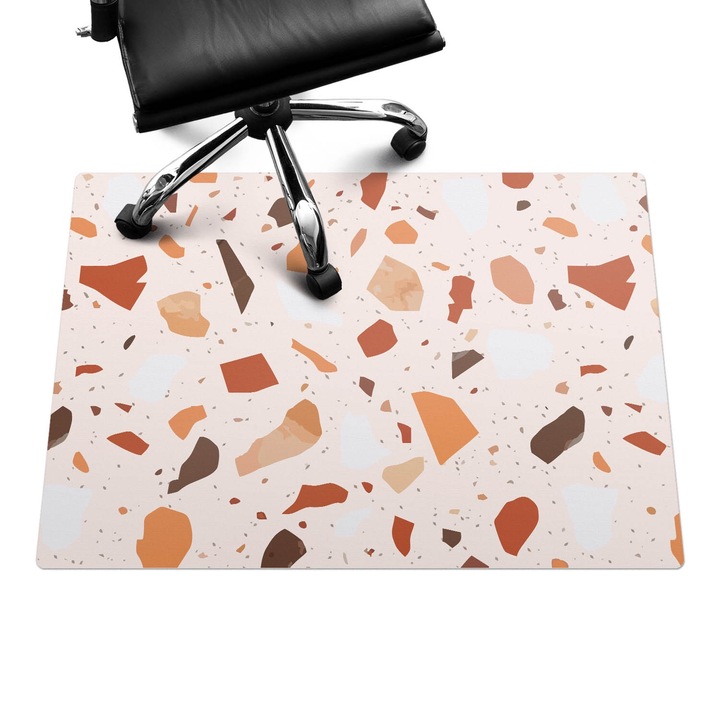 Padlóvédő székalátét, Wallfluent, Terrazzo absztrakt, Narancssárga, 100x70 cm, 010250310010100273987