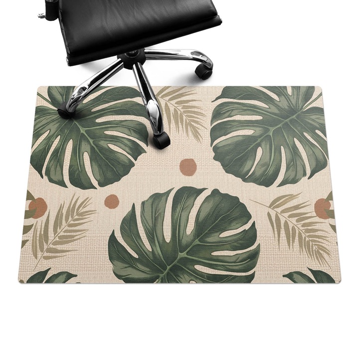 Padlóvédő székalátét, Wallfluent, Trópusi levelek, Zöld, 100x70 cm, 010250310010100282057