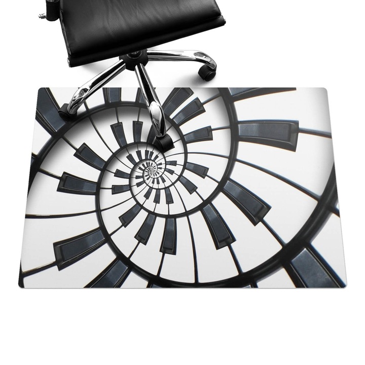 Padlóvédő székalátét, Wallfluent, Spirális kulcsok, Fekete és fehér, 100x70 cm, 010250310010100282854