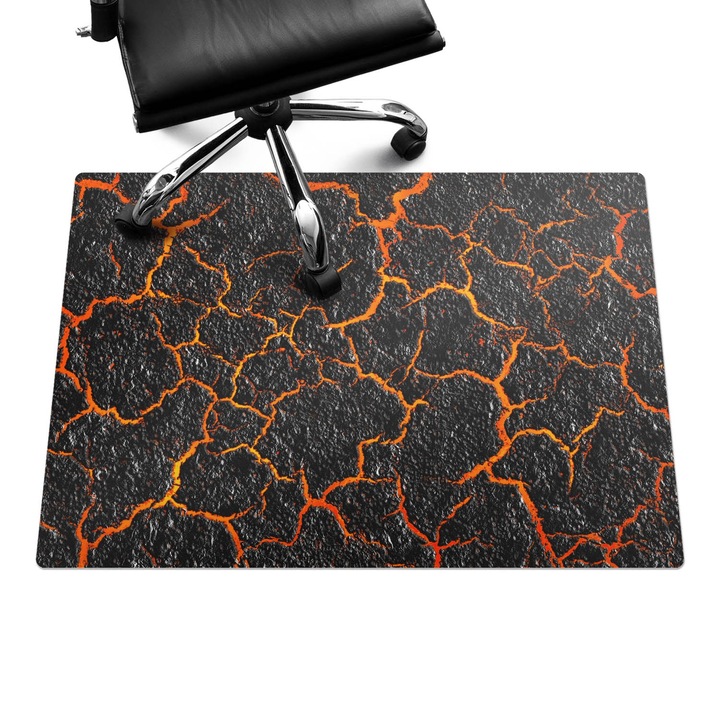 Szék alátét szőnyeg, Wallfluent, Repedt láva, Narancssárga, 100x70 cm, 010250310010100282841