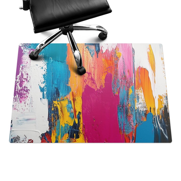 Padlóvédő székalátét, Wallfluent, Absztrakt káosz, Többszínű, 100x70 cm, 010250310010100282866