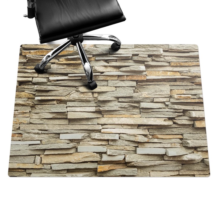 Padlóvédő székalátét, Wallfluent, Kőfal, Bézs, 120x90 cm, 010250310020100004357