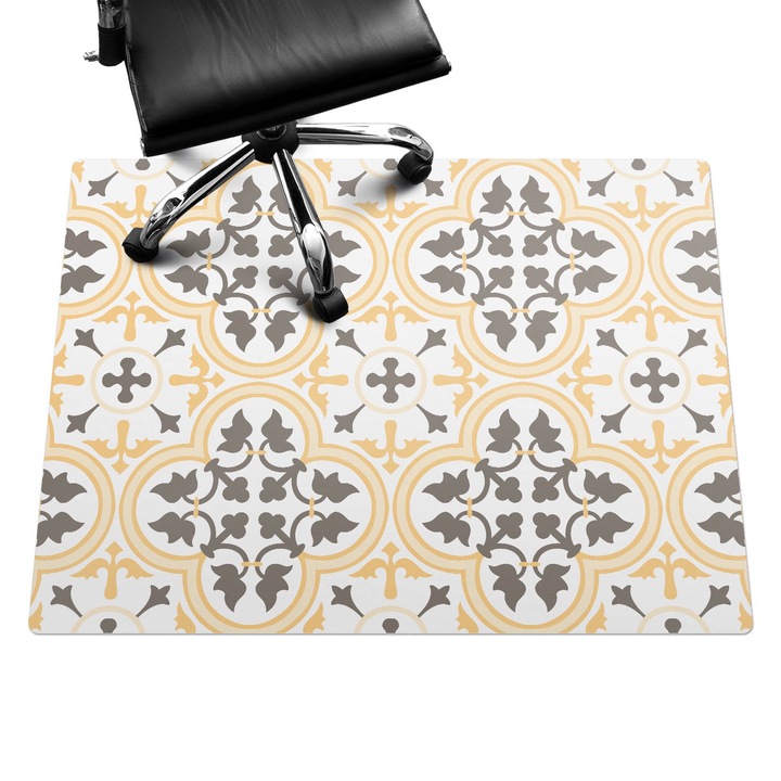 Szék alátét szőnyeg, Wallfluent, Növényi dísz, Bézs, 120x90 cm, 010250310020100033442