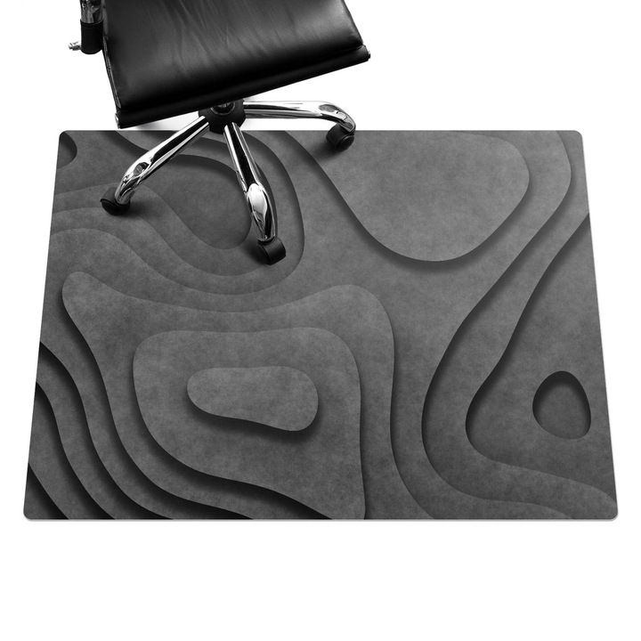 Covoras pentru protectie pardosea, Wallfluent, Valuri abstracte, Gri, 120x90 cm, 010250310020100077277