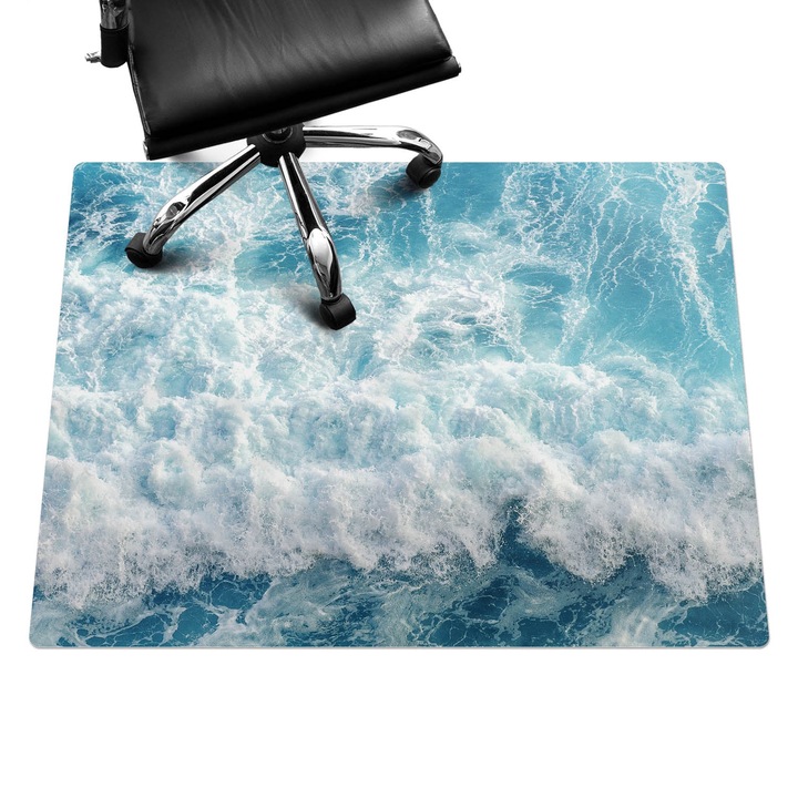 Íróasztal szék alátét, Wallfluent, A tenger hullámai mozgásban, Kék, 120x90 cm, 010250310020100074668