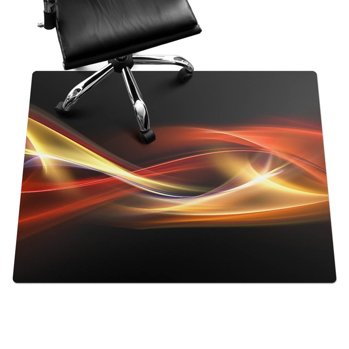 Irodai szék szőnyeg, Wallfluent, Absztrakt hullámok, Narancssárga, 120x90 cm, 010250310020100077351