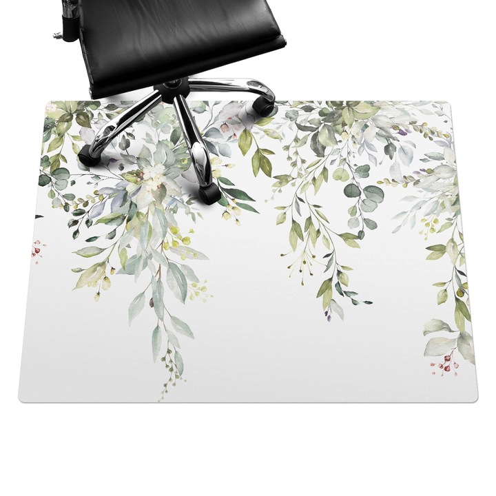 Szék szőnyeg, Wallfluent, Finom levelek, Zöld, 120x90 cm, 010250310020100088451