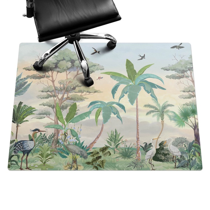 Padlóvédő székalátét, Wallfluent, Trópusi táj, Zöld, 120x90 cm, 010250310020100282727