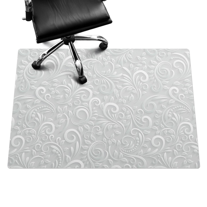 Székalátét, Wallfluent, Elegáns levéldísz, Szürke, 140x100 cm, 010250310030100033982