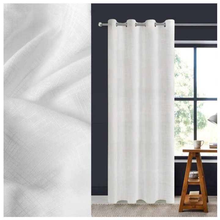 Perdea decorativa, cu inele, alb, 140x260cm