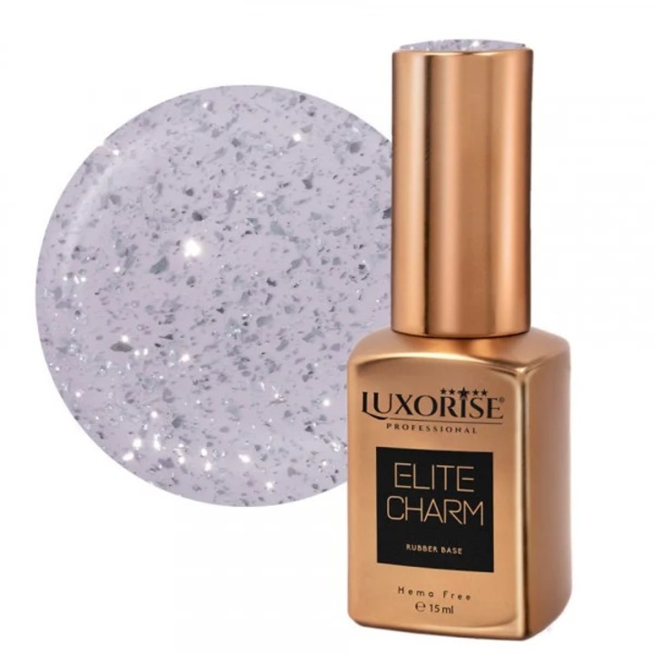 Полуперманентен лак за нокти Luxorise Elite Charm, Rubber Base Hema Free, Grey, 15ml