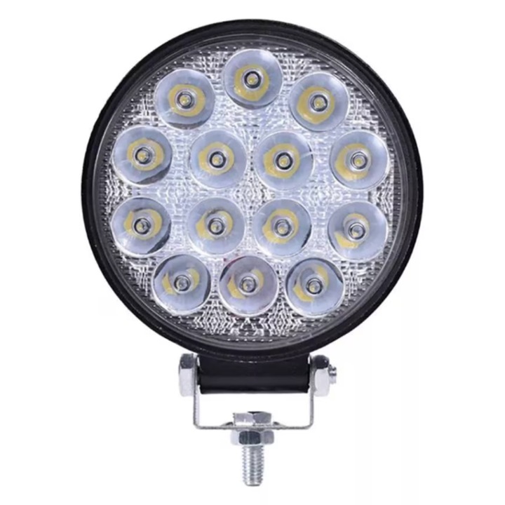 Proiector LED auto, rotund, 42W, 14 leduri, pentru offroad, vanatoare, pescuit, utilaje, K KATHODE