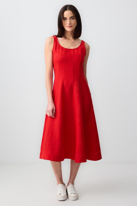 JIMMY KEY, Rochie de in fara maneci cu decolteu rotund, Rosu