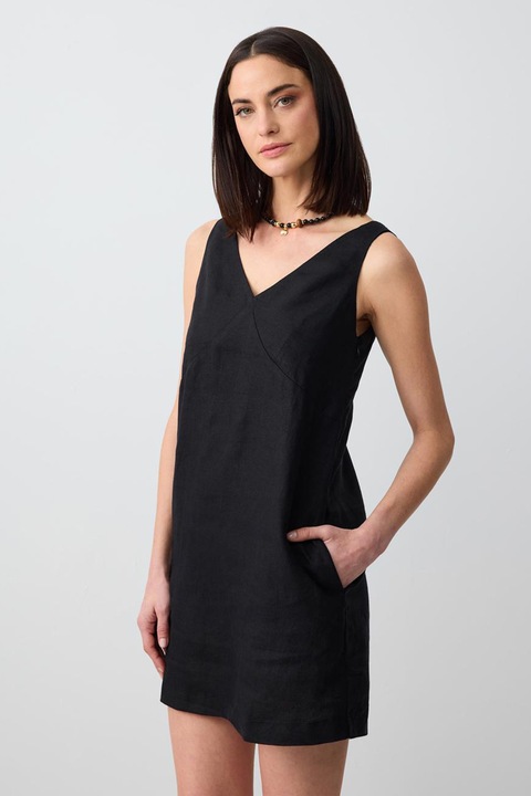 JIMMY KEY, Rochie mini de in cu buzunare laterale, Negru