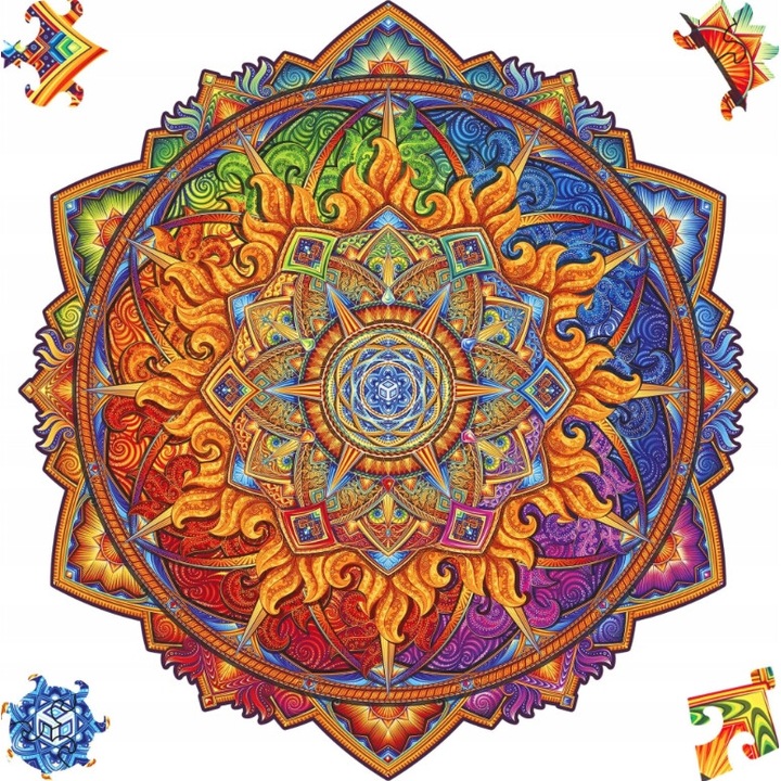 Puzzle, Mandala, Soare Rasare, din lemn, 200 piese