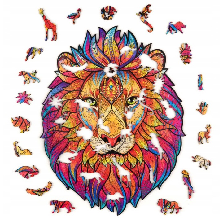 Kirakó, hiányzó, színes oroszlán, 192 darab, fa