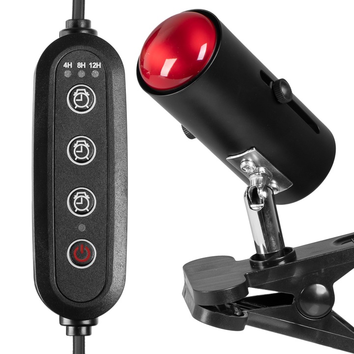 Terrario fűtőizzó időzítővel, szorítós rögzítéssel, E27, maximum 200 W-ig