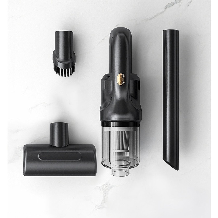Aspirator portabil, fara fir, 120W, incarcare USB, autonomie 45 min, negru, 16.5 cm