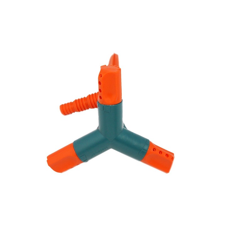 Aspersor rotativ cu 3 brate, MD03, dispersor lichide, irigare eficienta, plastic, turcoaz-portocaliu