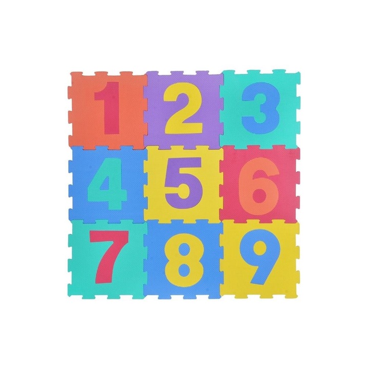 9 db-os puzzle-szőnyeg gyerekeknek számokkal, 31,5 x 31,5 cm, DAsiNU