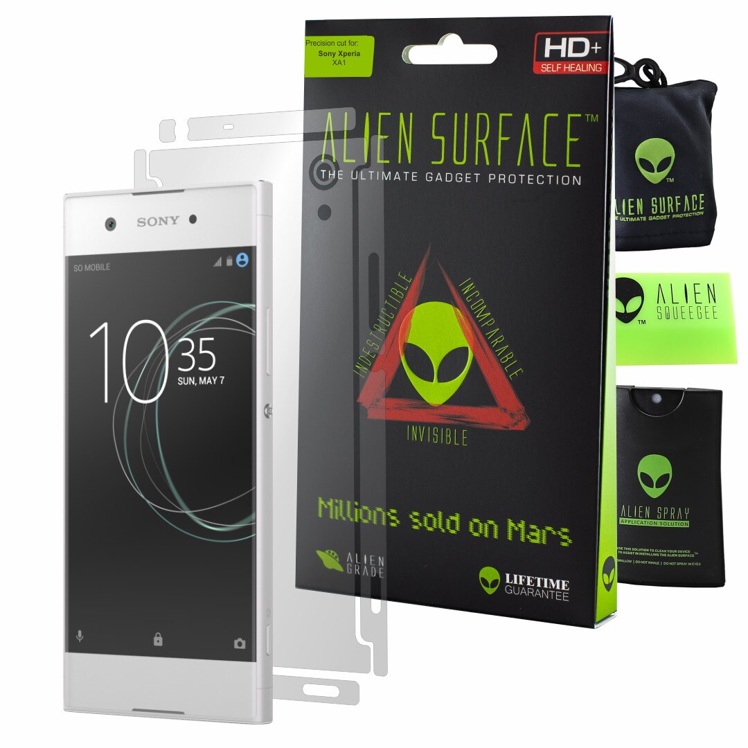 Folie Alien Surface HD, Sony Xperia XA1, protectie spate, laterale + Alien Fiber cadou