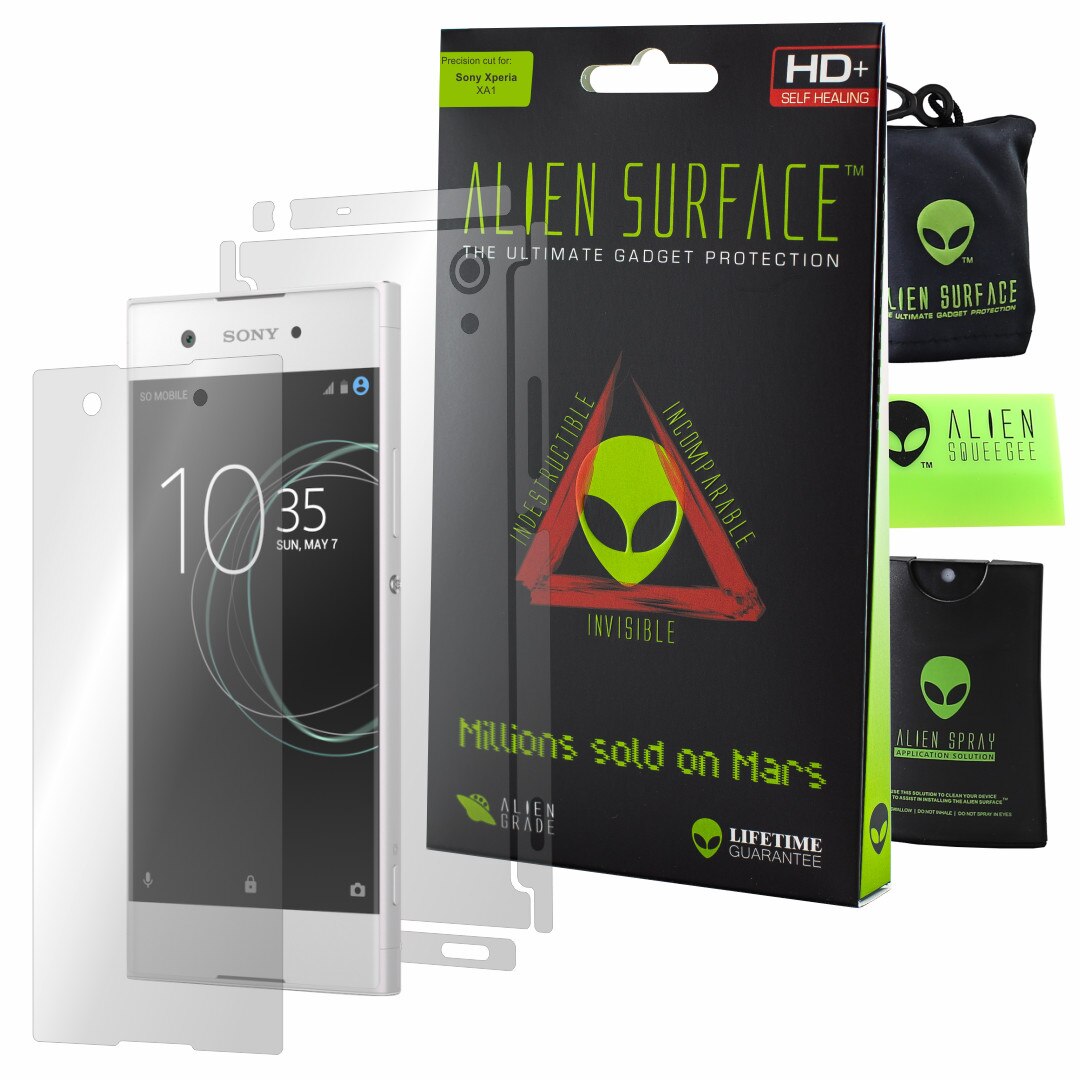 Folie Alien Surface HD, Sony Xperia XA1, protectie ecran, spate, laterale + Alien Fiber Cadou