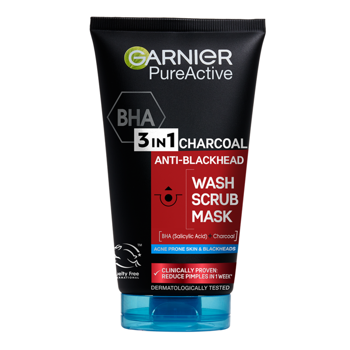 Gel de curatare pentru fata 3 în 1 Garnier Pure Active Intensive Charcoal pentru ten gras cu imperfectiuni, 150 ml