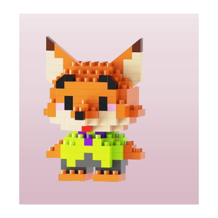 Set de constructie, mini personaj, desene animate, Vulpe, 147 piese, Pentru copii si adulti