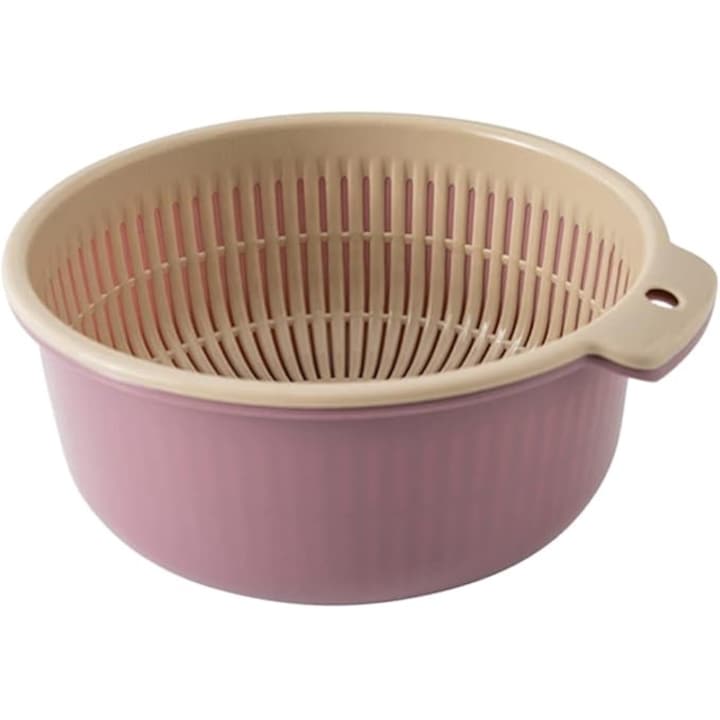 Cos Multifunctional de Scurgere cu Filtru pentru Fructe si Legume, Cuier de Uscat, Colander cu Retea, Strain de Chiuveta, Cos Pliabil de Scurgere, Mov