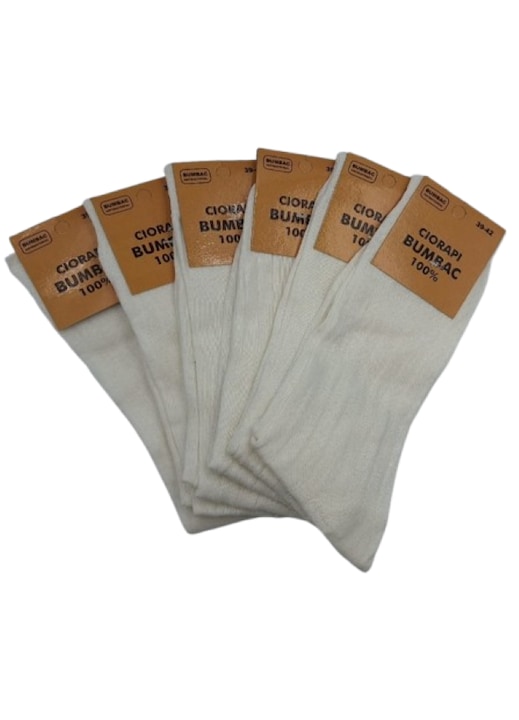 Set 6 bucati sosete Bumbac 100% 39-42, Alb