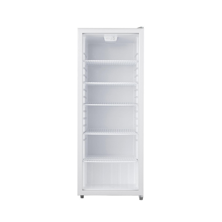 Vitrina frigorifica Crown SC260, Racire statica, Control mecanic, Iluminare LED, 0-10 ° C, 245 l, H 143 cm, Clasa E, Alba