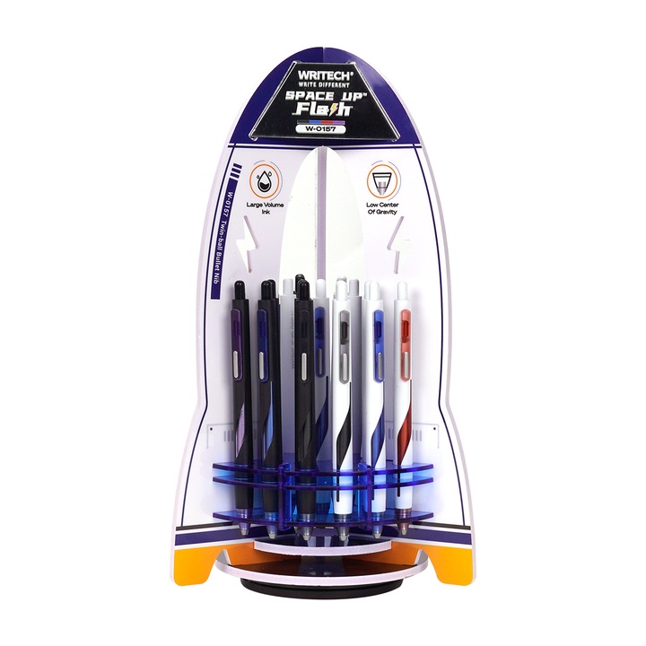 Display rotativ roller gel cu uscare rapida Space Up Writech, 0.7mm, 33 buc/set