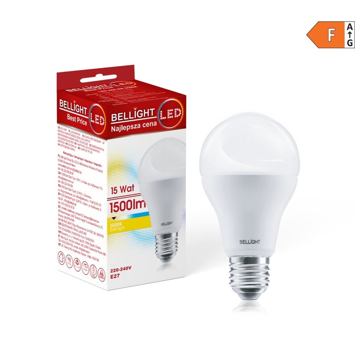 LED крушка, Bellight, A60 15W E27