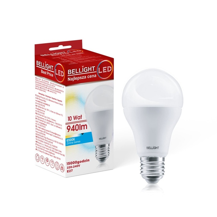 Bec LED A60 10W 6500K BELLIGHT 940lm, clasic