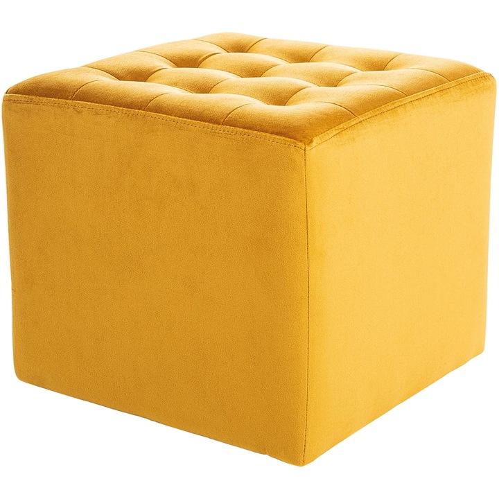 Taburet Lori, stofa catifelata galben - Bluvel 68, 39x39x34 cm