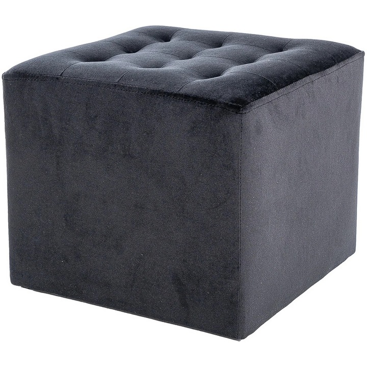 Taburet Lori, stofa catifelata negru - Bluvel 19, 39x39x34 cm