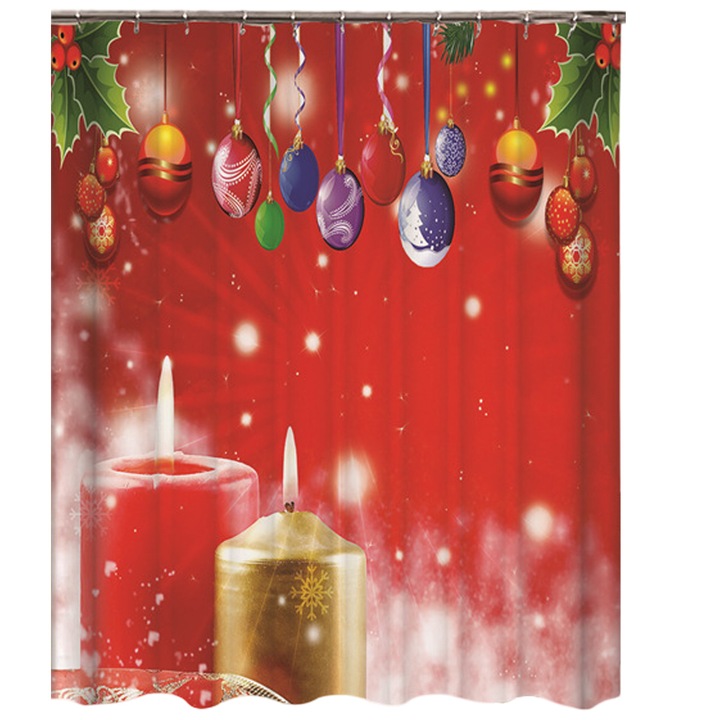 Poliészter zuhanyfüggöny 3D nyomtatással, karácsonyi témával, Enforose, különböző méretekben