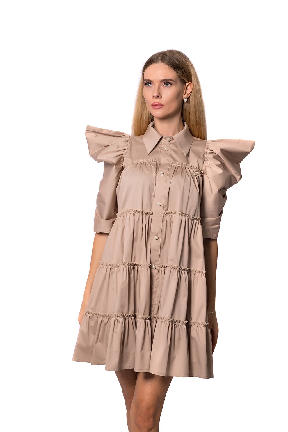ESSTEFFA, Rochie-camasa evazata Anisia, Maro deschis, One Size