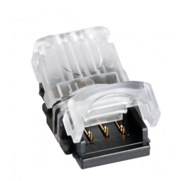 Conector pentru banda LED 10mm, 3 pini, 3 fire, 14x10x7mm, plastic, Negru