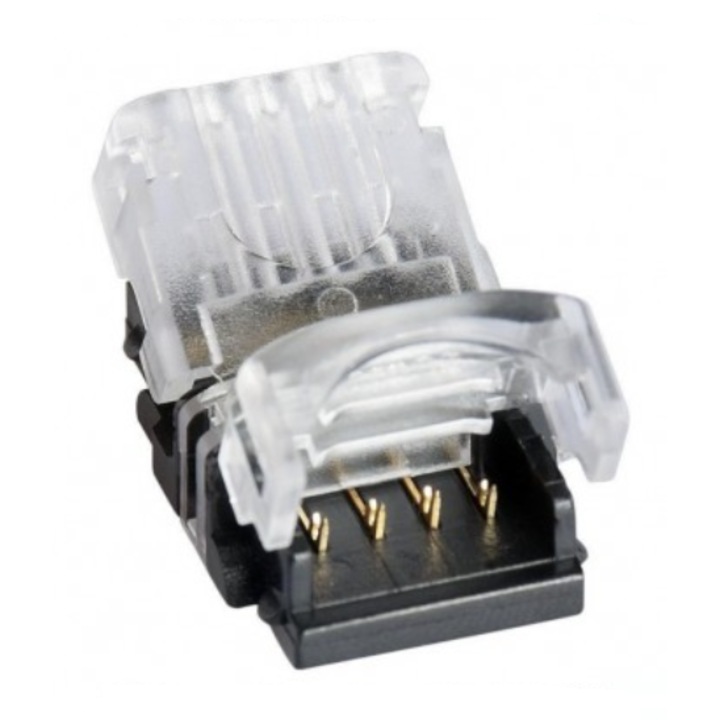 Conector pentru banda LED 10mm, 4 pini, 4 fire, 14x10x7mm, plastic, Negru