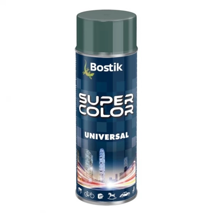 Vopsea spray universala Bostik Super Color, interior/exterior, 400 ml - RAL7011GRI METAL