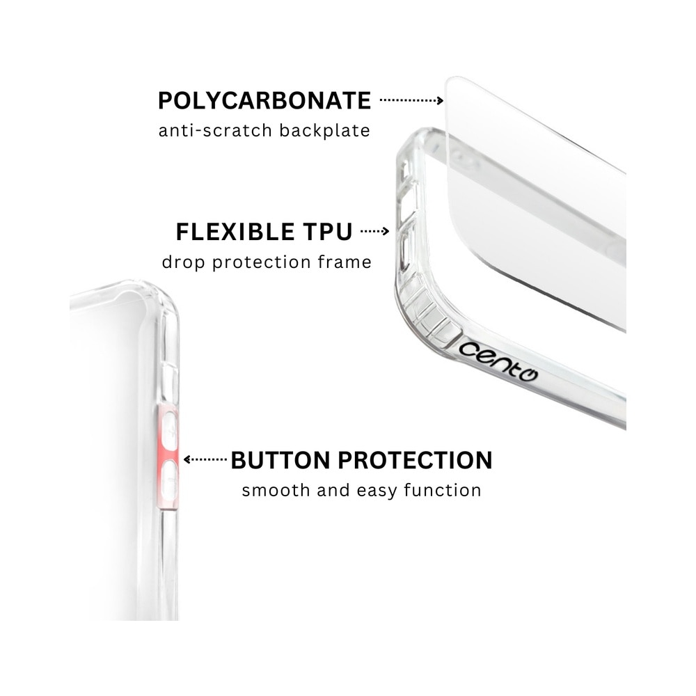 Husa de protectie CENTO ComoPlus compatibila cu Apple Iphone 16Pro Transparent, cu inel MagSafe, Silicon Premium, Slim, colturi intarite, Anti zgarieturi, Anti soc, cu margini ridicate pentru protectia ecranului si a camerei
